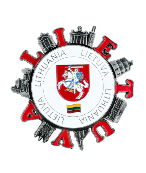 Lietuvos simbolių šaldytuvo magnetas su besisukančia detale